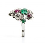 Ruby emerald diamonds gold floral ring