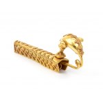 Leech-shaped gold fibula in Etruscan archeological style