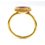 Archaeological-style gold and carnelian ring