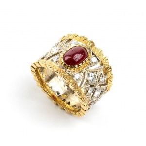 Ruby diamond gold band ring