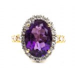 Amethyst diamond gold ring