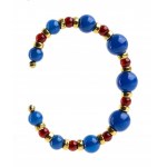 Chalcedony carnelian flexible open hoop gold bracelet