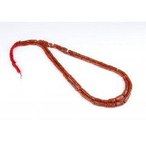 2 Mediterranean coral irregular rough tube beads graduated loose strands