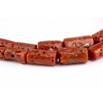2 Mediterranean coral irregular rough tube beads graduated loose strands