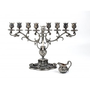 Italian sterling silver Hanukkiah - mark of MARIO VALLE' Milan, dealer FORNARI Rome