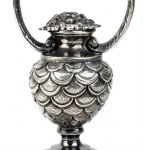 Italian sterling silver Hanukkiah - mark of MARIO VALLE' Milan, dealer FORNARI Rome