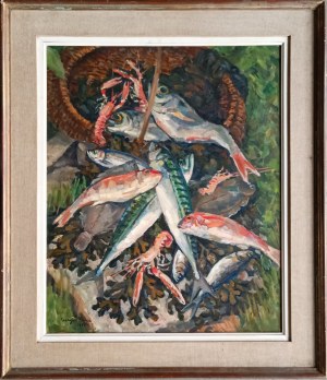 Georges Bresse (1920-?), Basket of Fish, 1972