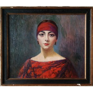 Sonia Vitri (Vitry, wł. Sonia Markovna Rouchtina) (1879-1931), Portret kobiety w czerwonej opasce