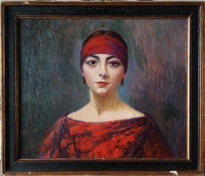 Sonia Vitri (Vitry, Italian: Sonia Markovna Rouchtina) (1879-1931), Portrait of a woman in a red headband