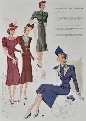 Pre-war fashion - Polish designs. 1930s.