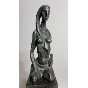 Robert Dyrcz, Frau mit Totenkopf (Bronze, H 32 cm, Ausgabe 1/9)