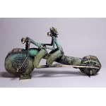 D.Z., Couple on Motorcycle (Bronze, 46 cm wide)