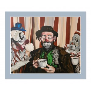 Joanna PAWŁOWSKA (geb. 1991), Clowns am Kaffeetisch.