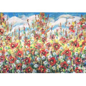 Dariusz Orszulik, Poppies on a flowered meadow, 2023.