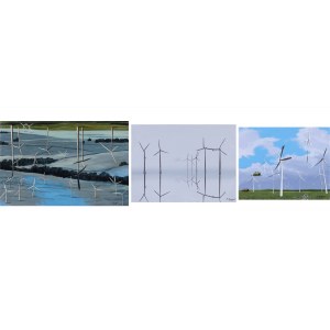 Katarzyna Lembryk, Windmühlen-Triptychon: Doppelräume mit Windmühlen / Quasi-Windmühlen im Nebel / Degenerierte Windmühlen, 2023