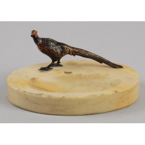Container for nibs, with pheasant figurine