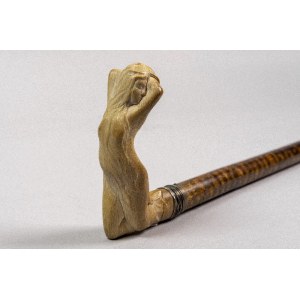 Walking stick with handle in the form of a nude lying woman