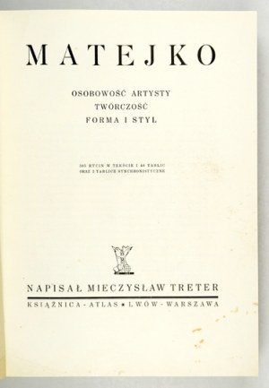 M. TRETER - Matejko. 1939. un des 100 exemplaires sur papier craie.
