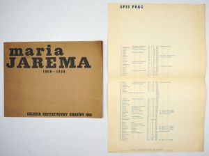 Groupe de Cracovie. Exposition d'œuvres de Maria Jarema. Cracovie, 1966. 8 podł., p. [8] + [1] loose....
