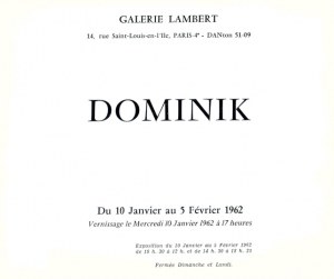 Lambert, Galéria. Dominic. Paris, I-II 1962. 16d podł., s. [8]. brož.