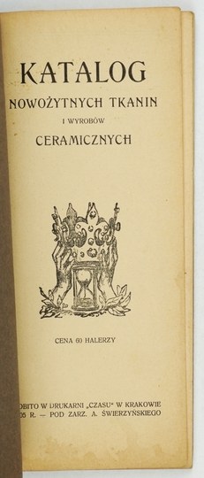 Katalog nowożytnych tkanin i wyrobów ceramicznych. 1905.