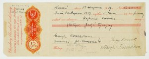 Bill of exchange with signatures of Wojciech, Jerzy and Maria Kossak. 1939.