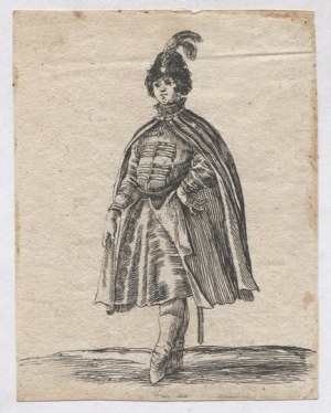 DELLA BELLA Stefano (1610-1664) - Mladý polský magnát, v čepici s přezkou, delíi bez rukávů a županu....