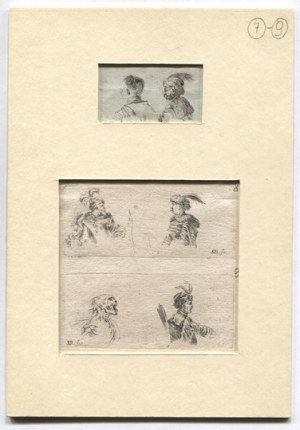 DELLA BELLA Stefano (1610-1664) - Three etchings (6 silhouettes on 2 sheets) from the series 