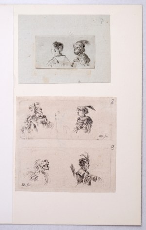 DELLA BELLA Stefano (1610-1664) - Three etchings (6 silhouettes on 2 sheets) from the series 