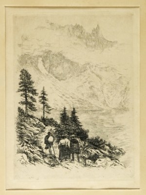 W. Eliasz-Radzikowski - Excursion sur Morskie Oko. 1904. Gravure à l'eau-forte tirée du portfolio 