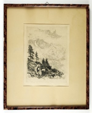 W. Eliasz-Radzikowski - Excursion sur Morskie Oko. 1904. Gravure à l'eau-forte tirée du portfolio 