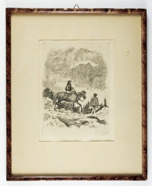 W. Eliasz-Radzikowski - Highlander woman on horseback with a collar. 1904. etching from the portfolio 