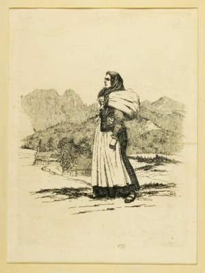 W. Eliasz-Radzikowski - Femme Highlander sur la route. 1904. Gravure à l'eau-forte tirée du portfolio 