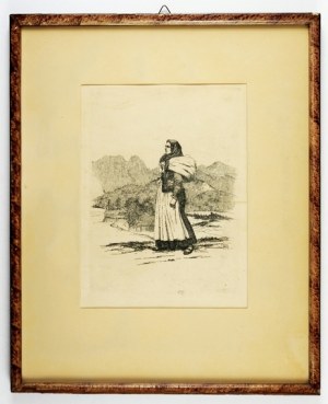 W. Eliasz-Radzikowski - Femme Highlander sur la route. 1904. Gravure à l'eau-forte tirée du portfolio 