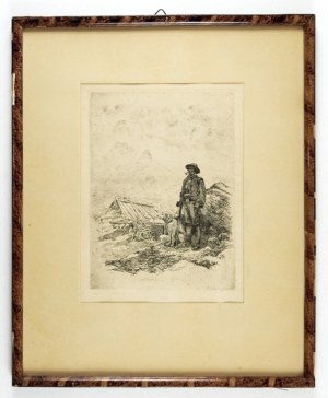 W. Eliasz-Radzikowski - Highlander mit Schäferhund. 1904. Radierung aus der Mappe 