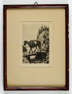 W. Eliasz-Radzikowski - Transport de lait depuis les halles. 1904. Gravure à l'eau-forte tirée du portfolio 