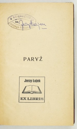 F. Hoesick - Paris. 1923. de la collection de livres de J. Łojek.