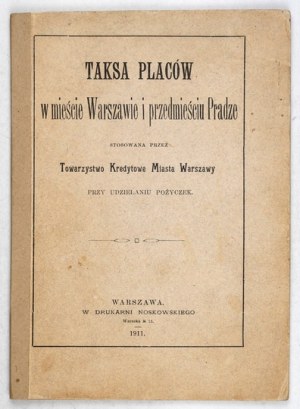 TAKSA delle piazze delle città di Varsavia e Praga. 1911.