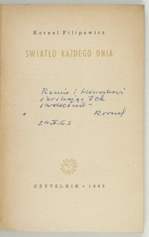 FILIPOWICZ K. -Svetlo každého dňa. 1962. venovanie autora.