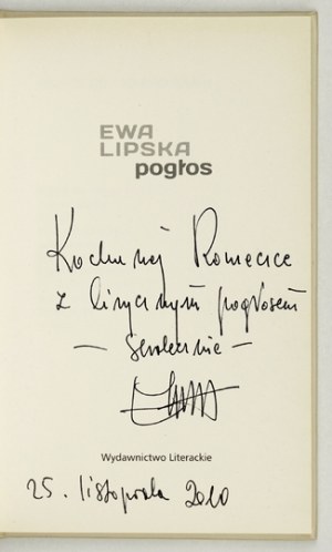 LIPSKA E. - Pogłos. 2010. Dedykacja autorki.