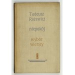RÓZEWICZ T. - Niepokój. 1963. Dedykacja autora.