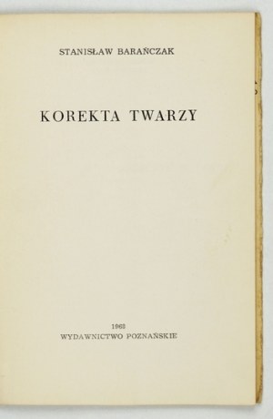 BARAŃCZAK S. - Korekta twarzy. 1968. Debiut poety.