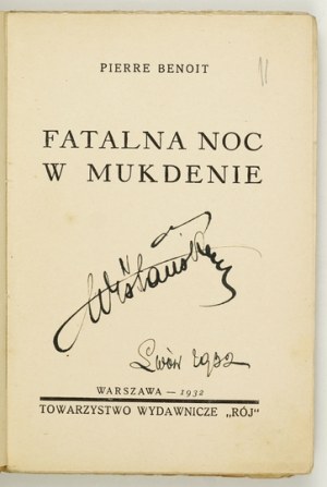 BENOIT P. - Osudná noc v Mukdenu. 1932. obálka M. Berman.