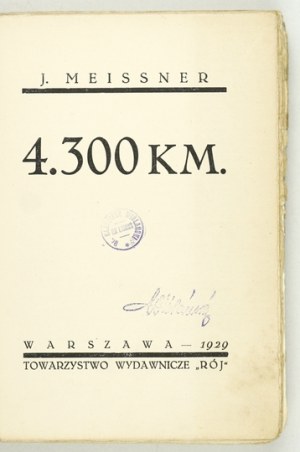 MEISSNER J. - 4.300 km. 1929. Okładka K. Mackiewicza.