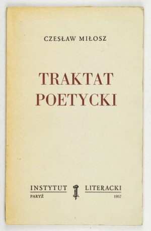 C. MILLOSZ - Poetic Treatise. 1957. first book edition.