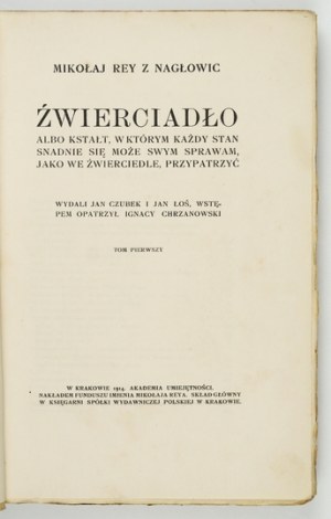 REY Nikolai - Zrkadlo alebo krištáľ, v ktorom sa každý štát môže ľahko objaviť so svojimi záležitosťami,...