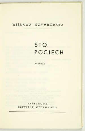 W. Szymborska - One hundred consolations. 1967. 1st ed.