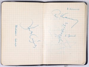 Notes z autografami piłkarzy reprezentacji Polski, lata 1968-1970.