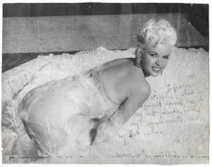 Dedication from Jayne Mansfield to Jerzy Skarzynski, dated. 23 IV 1959 in Beverly Hills.