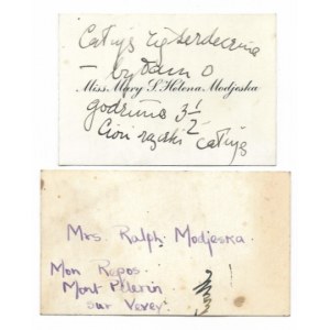 Miss Mary S. Helena Modjeska. Visiting card of Helena Modjeska's granddaughter Marylka.